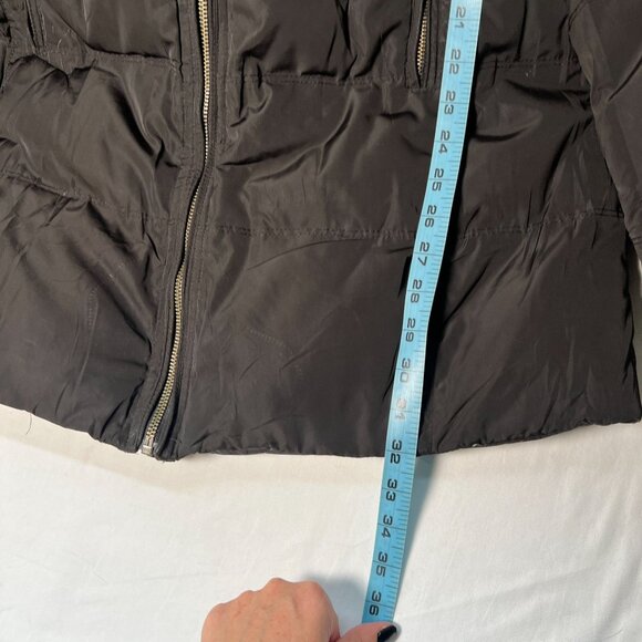 Zara Slim Fitted Down Fill Long Jacket Coat Collar Knee Length Black Size M - Picture 6 of 13